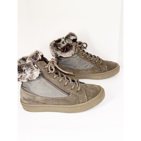 Cougar Dubliner Winter Platform Sneaker Boot Faux Fur Suede Taupe Zip Lace 37/7 - Picture 16 of 16